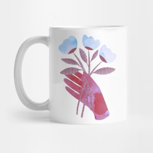 Red hand with blue flowers for you Mug